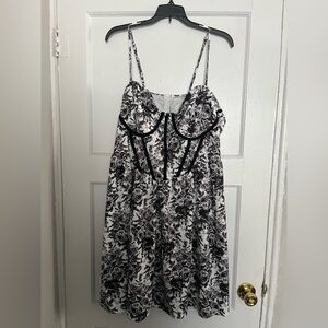 Floral Black and White Women's Dress
